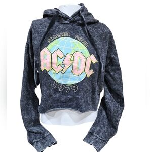 Women's AC/DC Cropped Graphic Hoodie‎ Size Large